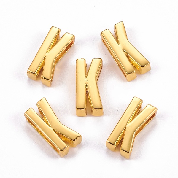 

PandaHall Alloy Slide Charms, Cadmium Free & Lead Free, Golden, Letter K, 21x10x6.5mm, Hole: 3x18mm Alloy Letter K
