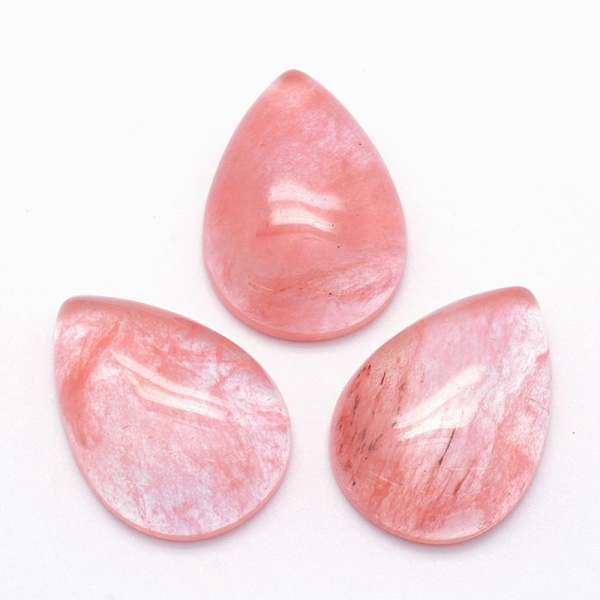 

PandaHall Watermelon Stone Glass Cabochons, Teardrop, 25x18x7mm Watermelon Stone Teardrop