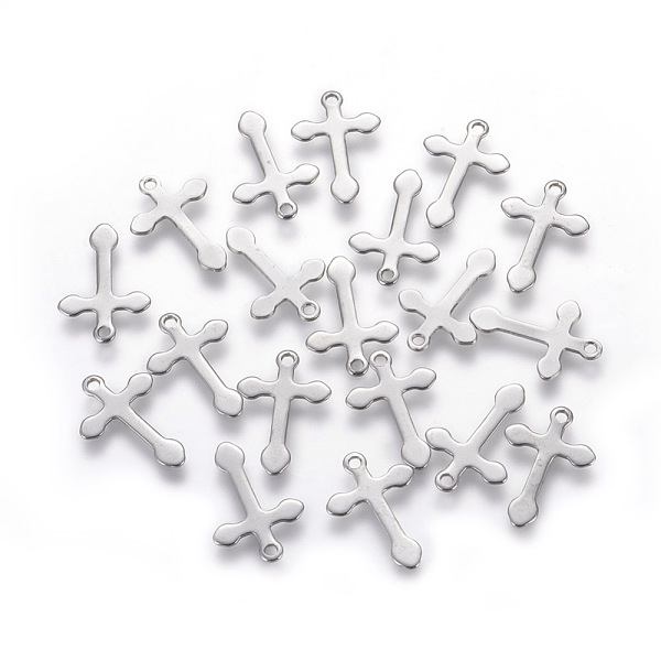 

PandaHall 304 Stainless Steel Pendants, Cross, Stainless Steel Color, 18x12x1mm, Hole: 1.4mm 304 Stainless Steel Cross