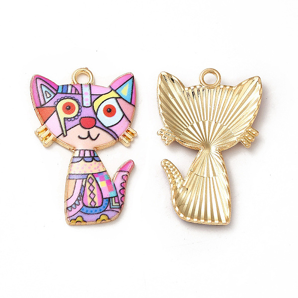 

PandaHall Alloy Enamel Pendants, Cadmium Free & Nickel Free & Lead Free, Golden, Cat Charms, Colorful, 30x19.5x2.5mm, Hole: 2.2mm...