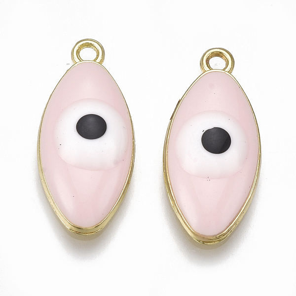 

PandaHall Alloy Pendants, with Enamel, Evil Eye, Light Gold, Pink, 23x10.5x4mm, Hole: 1.5mm Alloy+Enamel Evil Eye Pink