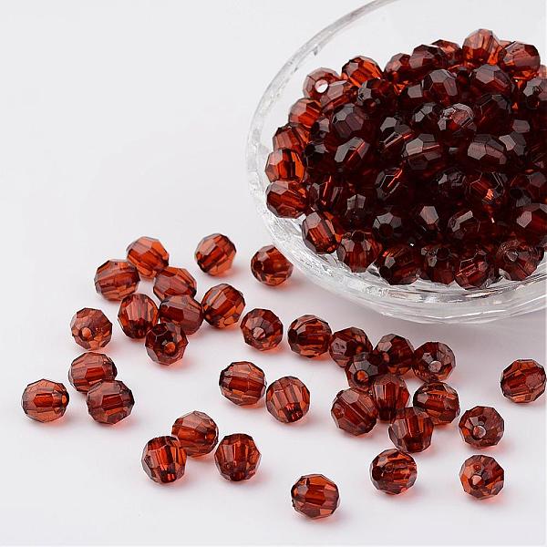 

PandaHall Transparent Acrylic Beads, Faceted, Round, Chocolate, 8mm, Hole: 1.5mm, about 1800pcs/500g Acrylic Round Brown