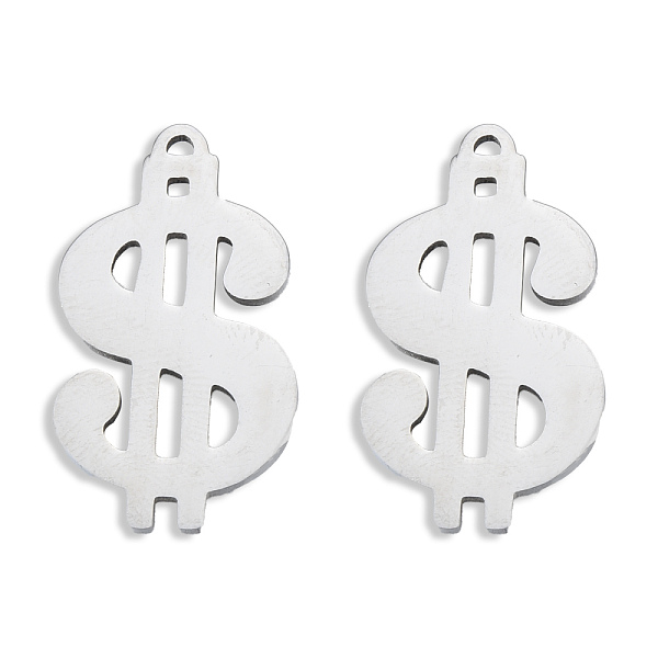 

PandaHall 201 Stainless Steel Charms, Dollar Sign, Stainless Steel Color, 26x15x1.5mm, Hole: 1.2mm 201 Stainless Steel Symbol
