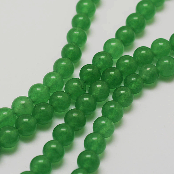 

PandaHall Natural White Jade Beads Strands, Round, Dyed, Green, 6mm, Hole: 1mm, about 62pcs/strand, 15.7 inch White Jade Round Green