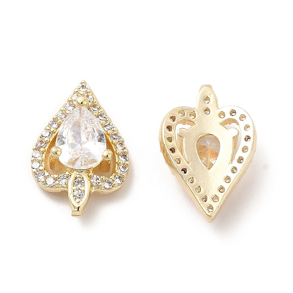 

PandaHall Brass Micro Pave Cubic Zirconia Cabochons, with Glass, Nail Art Decorations, Heart, 14.7x10x4mm Brass Heart Clear
