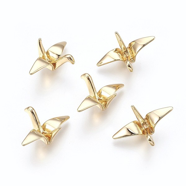 

PandaHall Brass Beads, Paper Crane, Real 18K Gold Plated, 15x23x10mm, Hole: 1mm Brass Bird