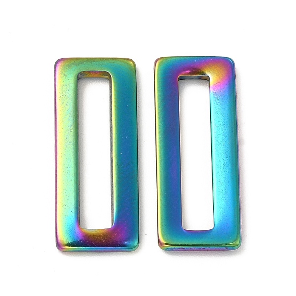 

PandaHall Ion Plating(IP) 304 Stainless Steel Linking Rings, Rectangle, Rainbow Color, 20x8x1.5mm, Hole: 16x3mm 304 Stainless Steel...