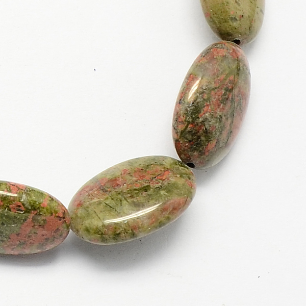 

PandaHall Flat Oval Gemstone Natural Unakite Stone Beads Strands, Dark Olive Green, 18x13x6mm, Hole: 2mm, about 22pcs/strand, 15.7 inch...