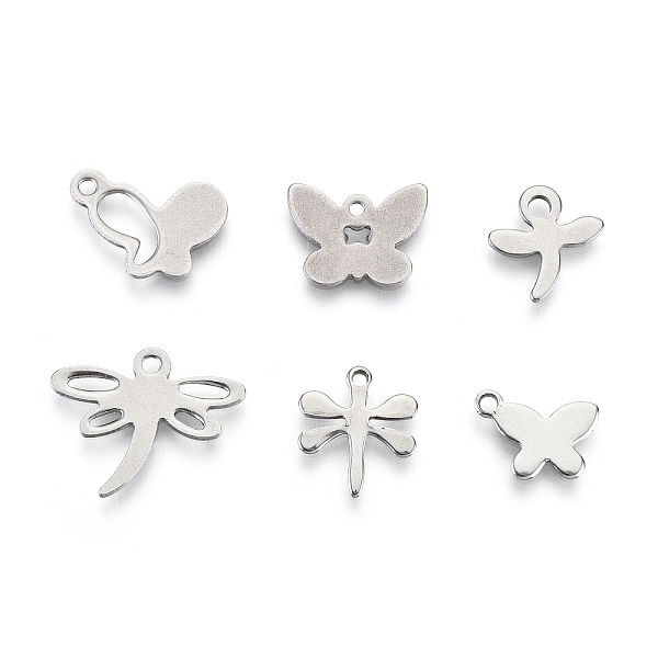 

PandaHall 201 Stainless Steel Charms, Laser Cut, Mixed Shapes, Stainless Steel Color, 8~14x10~17x0.7~0.8mm, Hole: 1.2~1.8mm, 6 patterns, 1...