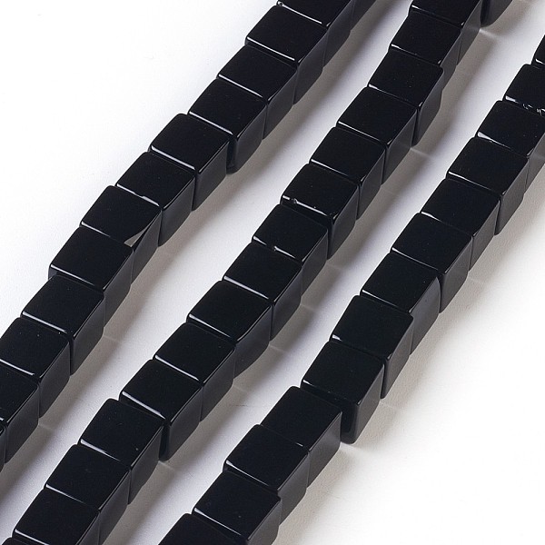 

PandaHall Natural Black Onyx Beads Strands, Dyed & Heated, Cube, 8x8mm, Hole: 1.2mm, about 48pcs/strand, 15.5 inch Black Onyx Cube