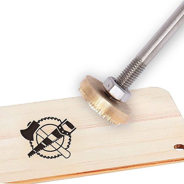 PandaHall OLYCRAFT Wood/Leather/Cake Branding Iron 3CM Branding Iron Stamp Custom Logo BBQ Heat Stamp with Brass Head and Wood Handle for...