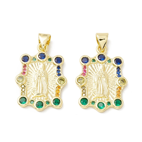 

PandaHall Rack Plating Brass Micro Pave Cubic Zirconia Pendants, Real 18K Gold Plated, Long-Lasting Plated, Rectangle with Virgin Mary...