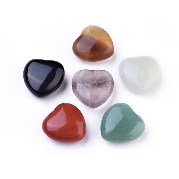 

PandaHall Natural Mixed Stone, Heart Love Stone, Pocket Palm Stone for Reiki Balancing, 25x25x12~12.5mm Mixed Stone Heart Multicolor