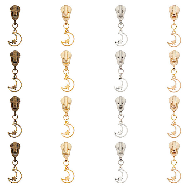 

PandaHall OLYCRAFT 16 Pcs Moon Star Metal Zipper Slider Replacement Moon Star Zipper Pulls Alloy Zipper Repair Kit Zipper Pulls with Moon...