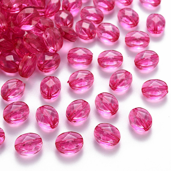 

PandaHall Transparent Acrylic Beads, Oval, Hot Pink, 10x8x5.5mm, Hole: 1.5mm, about 1550pcs/500g Acrylic Oval