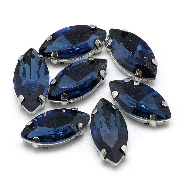 

PandaHall Sew on Rhinestone, Multi-strand Links, Glass Rhinestone, with Platinum Tone Brass Prong Settings, Garments Accessories, Faceted..., Blue