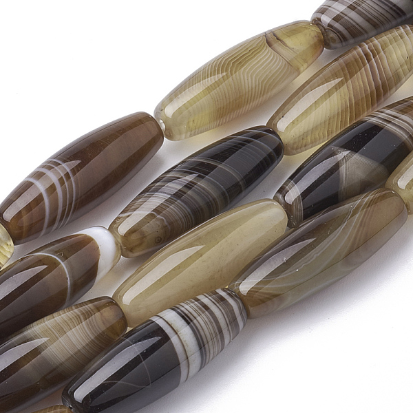 

PandaHall Natural Striped Agate/Banded Agate Beads Strands, Dyed, Rice, 30x10mm, Hole: 1.5mm, about 13pcs/strand, 16.3 inch Banded Agate...
