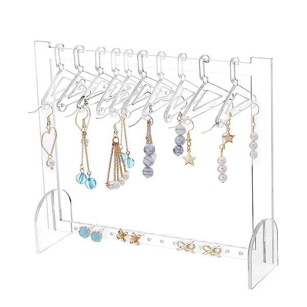 

PandaHall SUPERFINDINGS Transparent Acrylic Earring Hanging Display Stands, Clothes Hanger Shaped Earring Organizer Holder with 10Pcs..., Clear