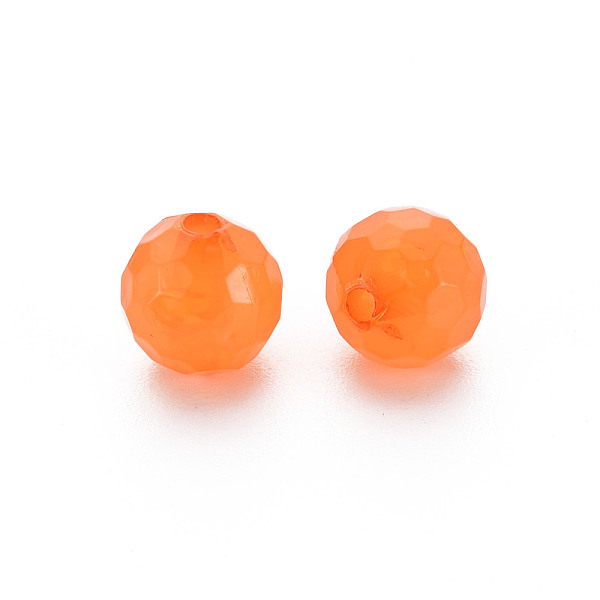 

PandaHall Transparent Acrylic Beads, Dyed, Faceted, Round, Dark Orange, 8x7.5mm, Hole: 1.6mm, about 1810pcs/500g Acrylic Round