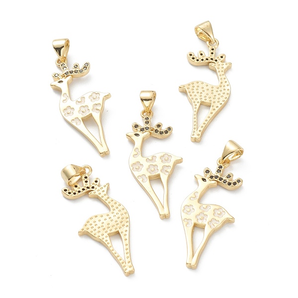 

PandaHall Brass Micro Pave Cubic Zirconia Pendants, Long-Lasting Plated, Real 18K Gold Plated, Sika Deer, Colorful, 31x12.5x1.7mm, Hole...