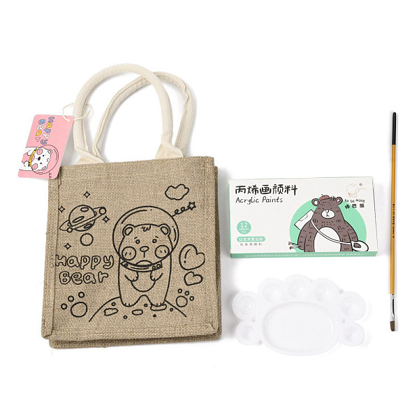 

PandaHall DIY Painting Sets, Including Jute Bag, Acrylic Paints, Brush, Palette, Bear Pattern, 37.5cm, 23x21x16cm, Fold: 23x21x1.1cm Acrylic...