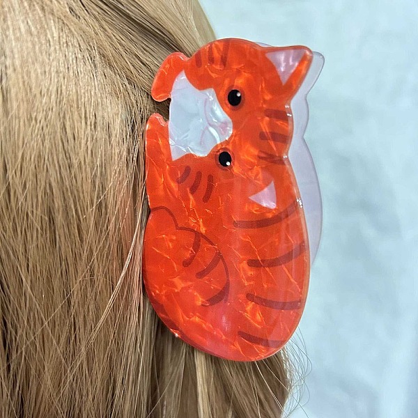 

PandaHall PVC Plastic Claw Hair Clips, Cat Shape, Orange Red, 85x50mm PVC Cat Shape