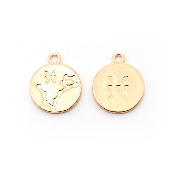 

PandaHall Alloy Pendants, Flat Round with Constellation, Matte Coffee Golden, Pisces, 20x16.5x1.5mm, Hole: 2mm Alloy Pisces