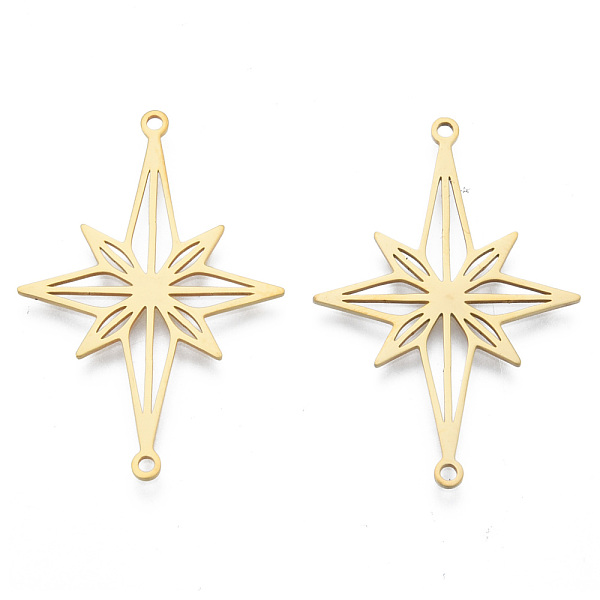 

PandaHall 201 Stainless Steel Connector Charms, Star, Real 18K Gold Plated, 39x26x1mm, Hole: 1.5mm 201 Stainless Steel Star