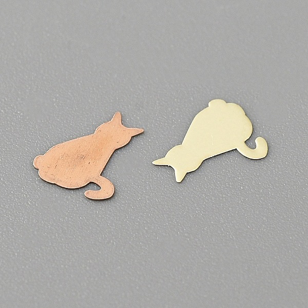

PandaHall Brass Cabochons, Nail Art Decoration Accessories for Women, Golden, Cat Pattern, 6x5x0.1mm, 1000pcs/bag Brass Cat Shape