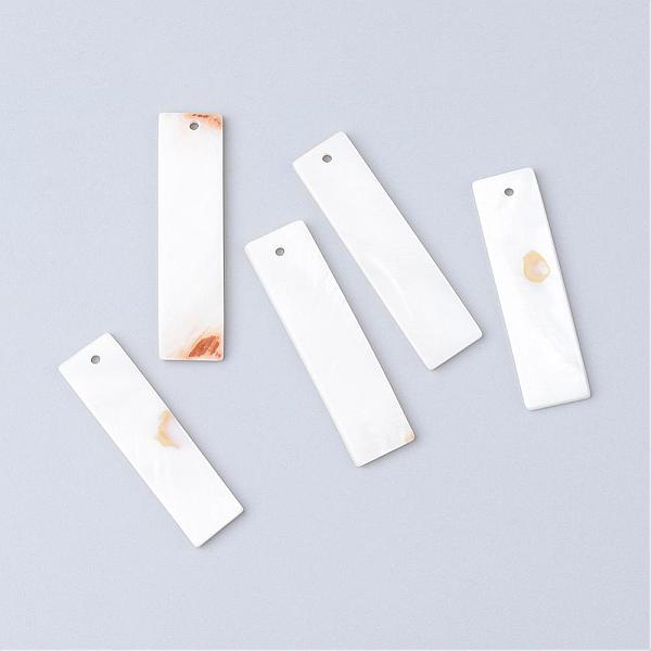 

PandaHall Freshwater Shell Pendants, Rectangle, White, 35.5~39x10~10.5x2mm, Hole: 1.5mm Freshwater Shell Rectangle White