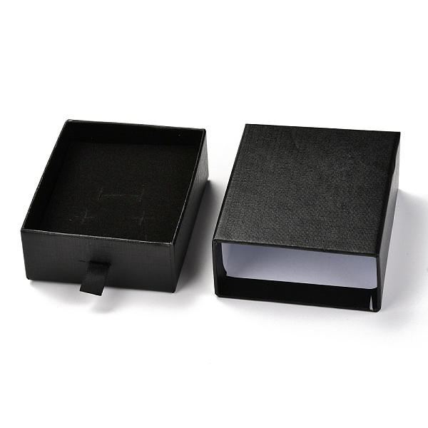 

PandaHall Rectangle Paper Drawer Box, with Black Sponge & Polyester Rope, for Bracelet and Rings, Black, 9.2x7.4x3.5cm Paper Rectangle Black