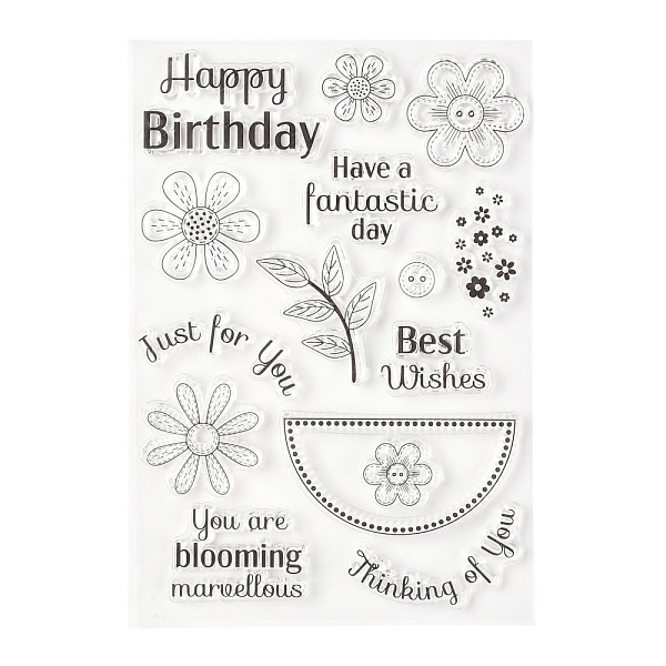 

PandaHall Silicone Clear Stamps, for Card Making Decoration DIY Scrapbooking, Flower Pattern, 15x10.3x0.3cm Silicone
