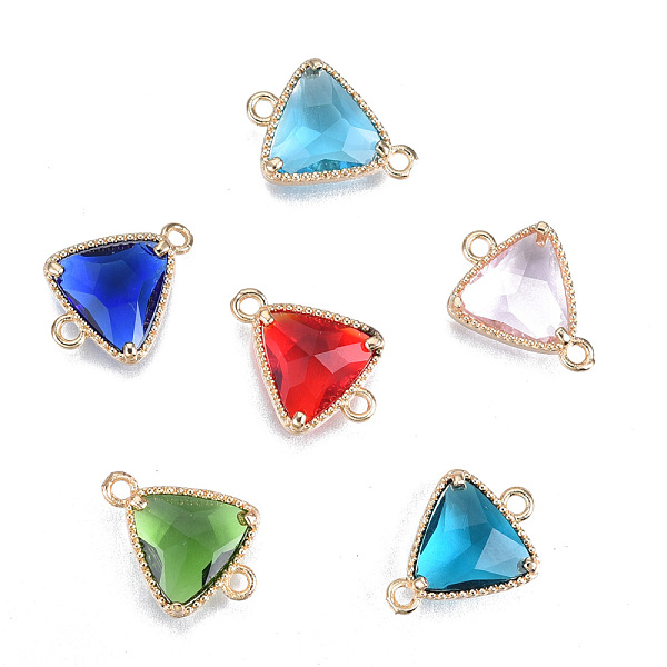 

PandaHall K9 Glass Connector Charms, with Light Gold Plated Brass Findings, Cadmium Free & Lead Free, Faceted, Triangle, Mixed Color..., Multicolor