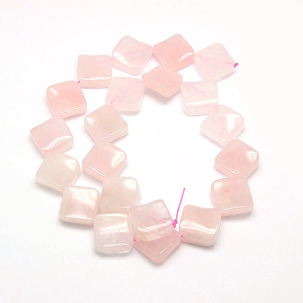 

PandaHall Natural Rose Quartz Beads Strands, Twisted Rhombus, 16x16x6mm, Hole: 1mm, about 20pcs/strand, 15.74 inch Rose Quartz Rhombus