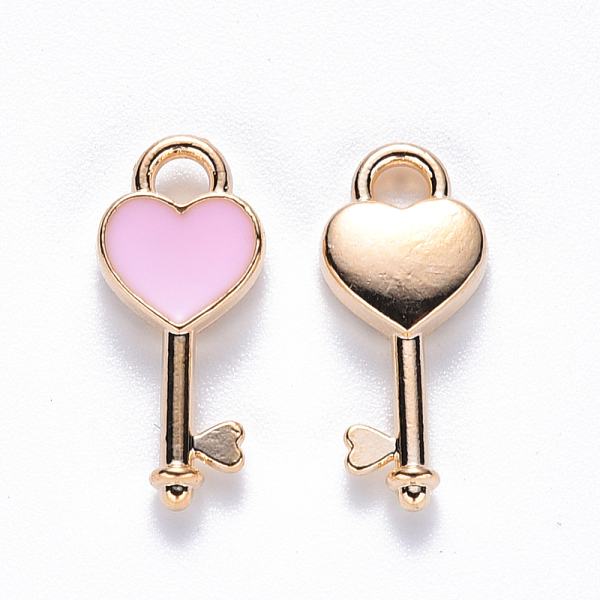 

PandaHall Alloy Enamel Pendants, Heart Key, Light Gold, Pink, 16x7x2.5mm, Hole: 1.8mm Alloy+Enamel Key Pink