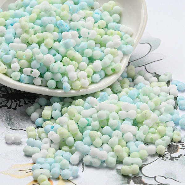 

PandaHall Macaron Color Opaque Frosted Glass Seed Beads, Peanut, Colorful, 6x3x3mm, Hole: 1.2mm, about 4000pcs/pound Glass Peanut