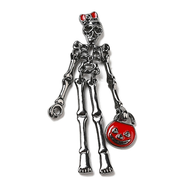 

PandaHall Halloween Alloy Enamel Big Pendant Rhinestone Settings, Skull Charms with Bag, Gunmetal, Fit for 0.8mm Rhinestone, 50x13x9mm, Hole..., Red