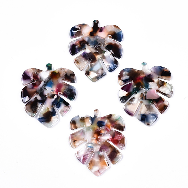 

PandaHall Cellulose Acetate(Resin) Pendants, Tropical Leaf Charms, Monstera Leaf, Colorful, 43.5x35x2.5mm, Hole: 1.2mm Cellulose Acetate...