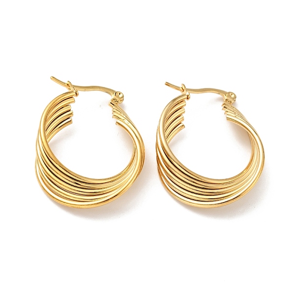 

PandaHall Vacuum Plating 201 Stainless Steel Interlocking Multi Layered Hoop Earrings with 304 Stainless Steel Pins, Intertwined Jewelry for...
