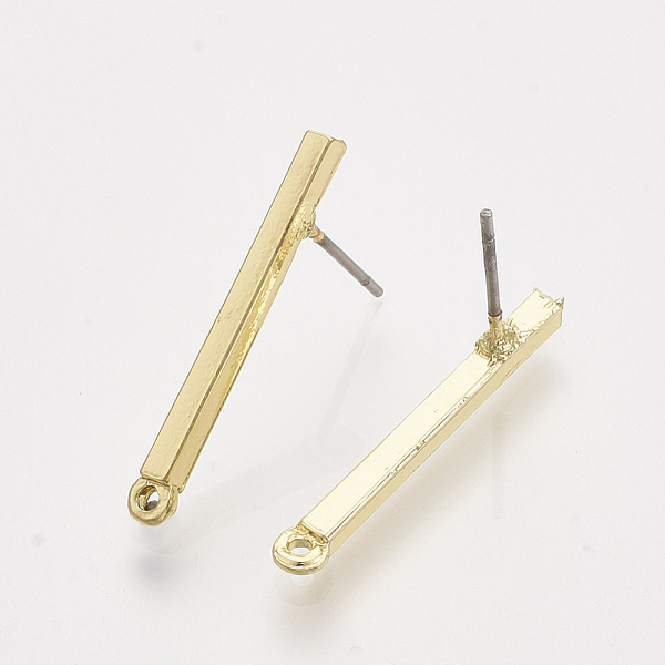 

PandaHall Alloy Stud Earring Findings, with Steel Pins and Loop, Rectangle, Light Gold, 24.5x3mm, Hole: 1.2mm, Pin: 0.7mm Alloy Rectangle