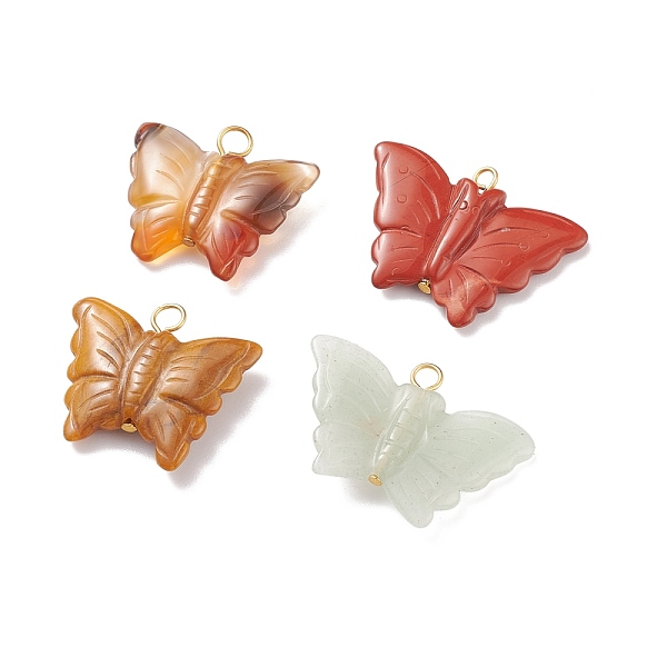 

PandaHall Natural Mixed Gemstone & Agate Pendans, with 304 Stainless Steel Flat Head Pins, Butterfly, 25~26x30~37x5~6.5mm, Hole: 2.5~4mm...