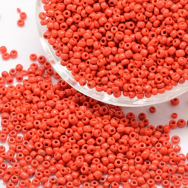 

PandaHall 8/0 Glass Seed Beads, Grade A, Round, Opaque Colours, Red, 2.8~3.2mm, Hole: 1.0mm, about 15000pcs/pound Glass Red