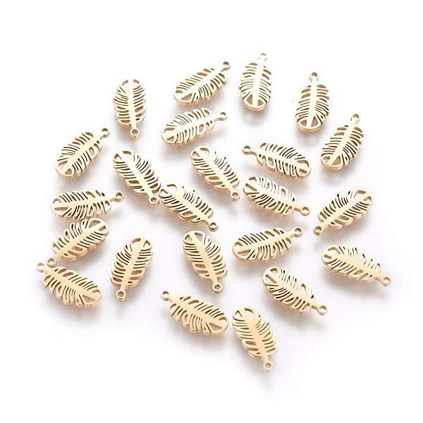 

PandaHall 304 Stainless Steel Charms, Leaf, Real 18K Gold Plated, 11.5x5.5x0.8mm, Hole: 0.8mm 304 Stainless Steel Leaf