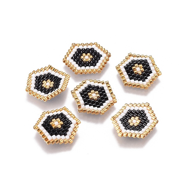 

PandaHall MIYUKI & TOHO Handmade Japanese Seed Beads Links, Loom Pattern, Hexagon, Black, 14~15x18~19x1.7mm Glass Hexagon Black