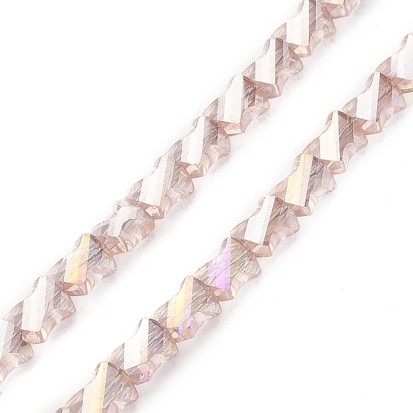 

PandaHall Electroplated Transparent Glass Beads Strands, Half Rainbow Plated, Faceted Twist Rectangle, Rosy Brown, 10x8x5mm, Hole: 1.2mm...