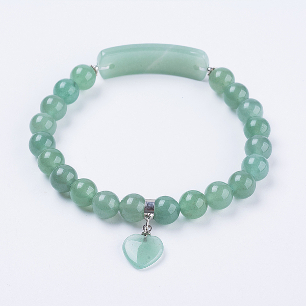 

PandaHall Natural Green Aventurine Stretch Bracelets, with Alloy Findings, Heart, 2-3/8 inch(61mm) Green Aventurine Green