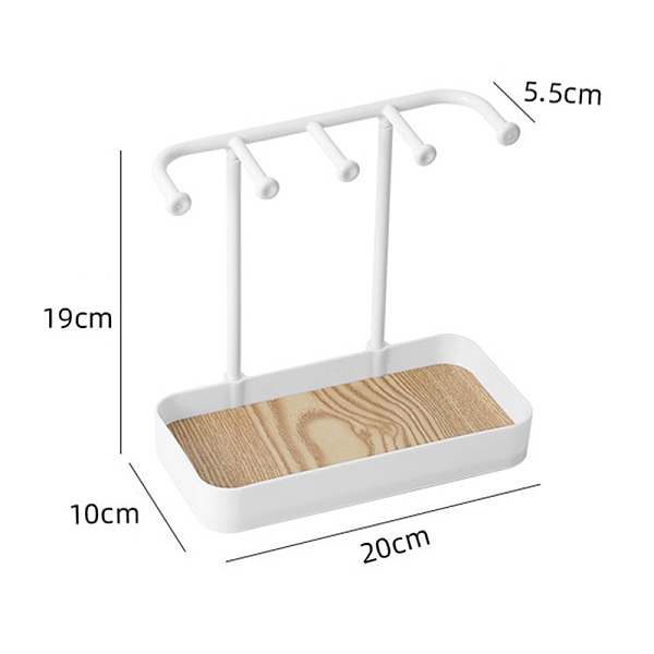 

PandaHall PP Jewelry Rack Storage Hanger, Jewelry Display Shelf with Wooden Tray, for Earrings, Rings, Necklaces, Bracelets Storage, White...