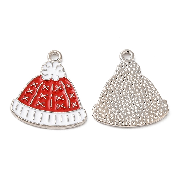 

PandaHall Christmas Alloy Enamel Pendants, Platinum, Hat, 17.5x16x1mm, Hole: 1.5mm Alloy+Enamel Hat Red