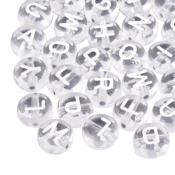 

PandaHall Transparent Acrylic Beads, Flat Round with White Mixed Letters, Clear, 7x4mm, Hole: 1.5mm, about 1480pcs/200g Acrylic Flat Round...