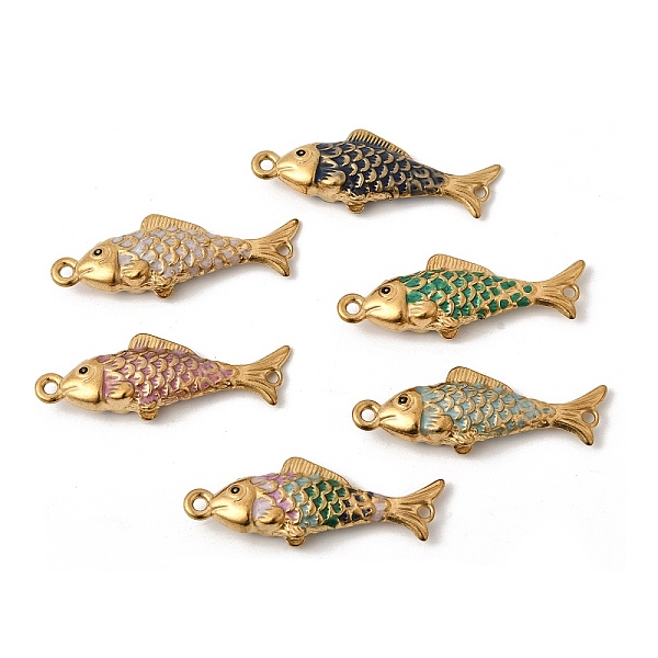 Breloques connecteurs de poisson en acier inoxydable 304 émaillé